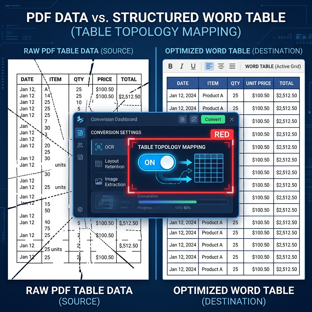 Technical Diagram: Table Reconstruction on mobile and desktop devices