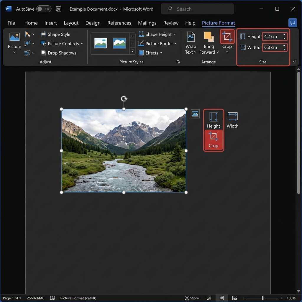 Word Picture Format Panel